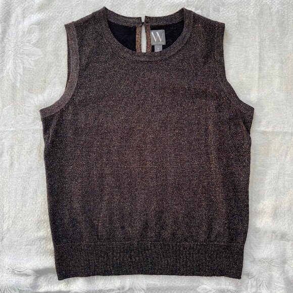 Worthington Black and Gold Metallic Vest Sleeveless Sweater - Picture 1 of 12
